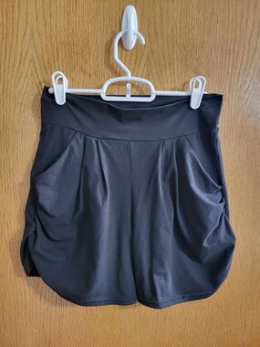 Women’s Black Shorts with Pleated Front